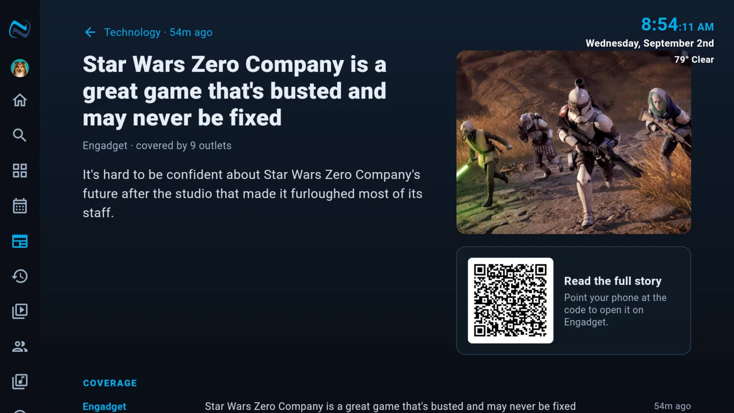 A story opened up, with a code to carry it to your phone