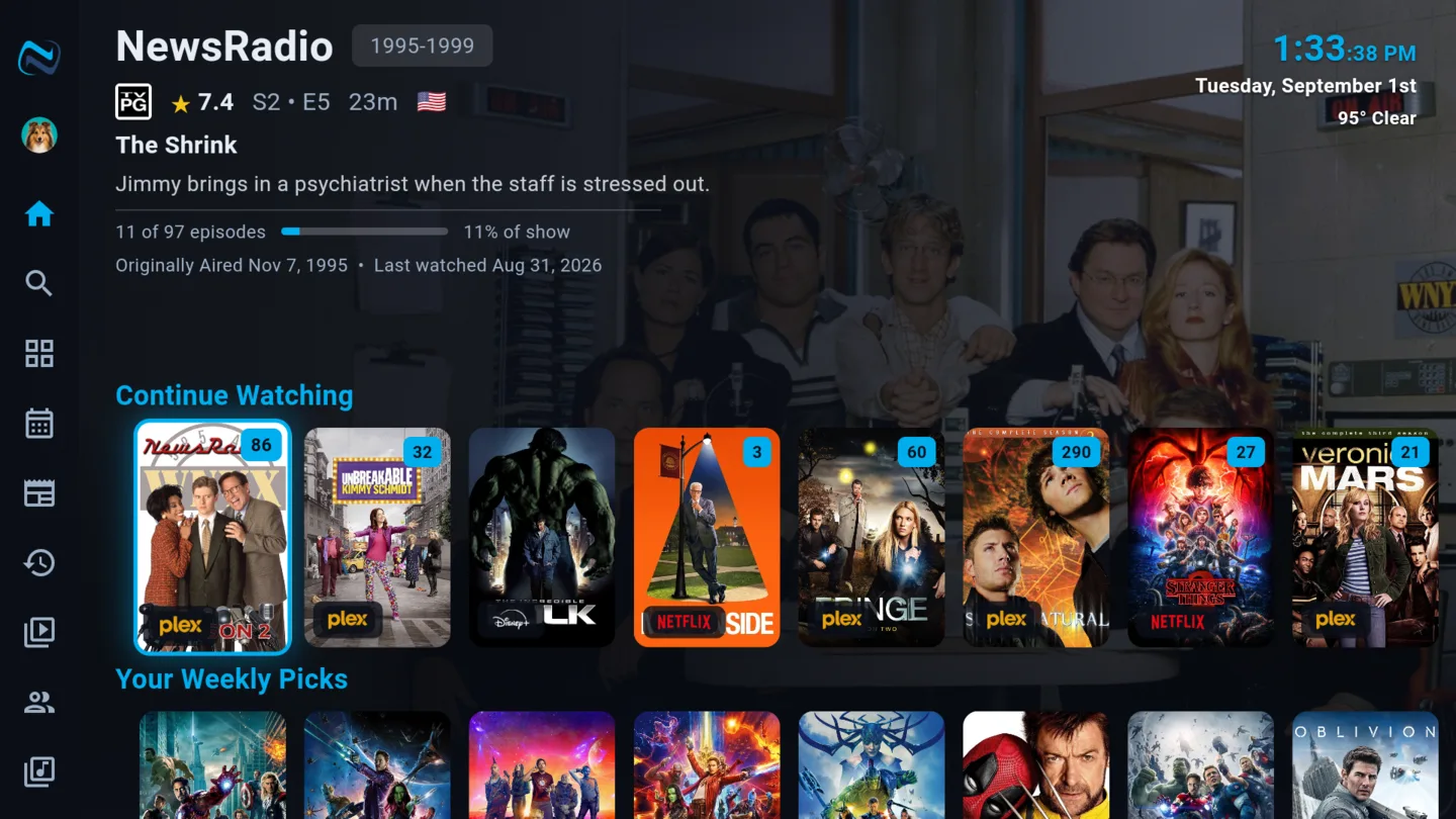 Continue Watching drawing from Plex, Disney+ and Netflix in one row